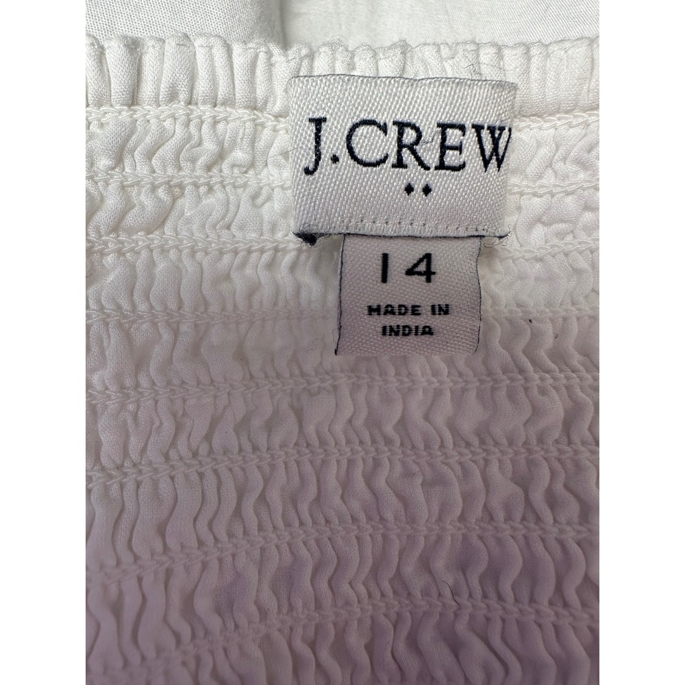 J.Crew Womens Navy Trim Tiered Midi Dress 14 Coastal Preppy White Sun Dress - Picture 3 of 15